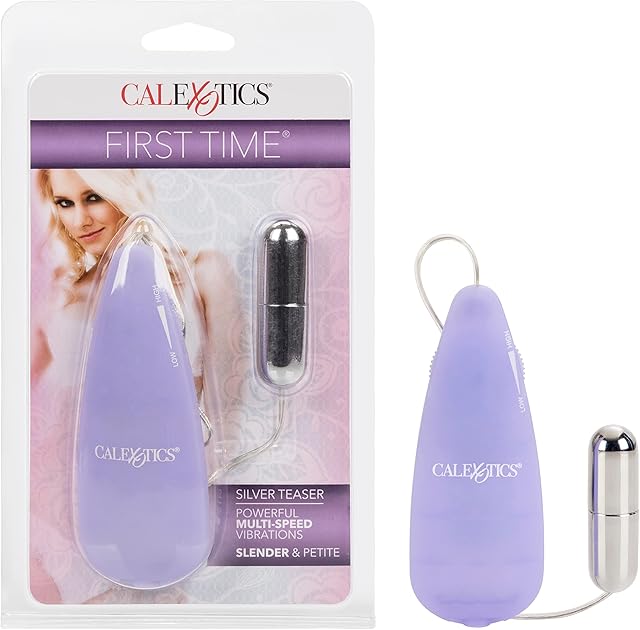 CalExotics First Time Silver Teaser Multi-Speed Bullet Vibrator with Ultra Thin Controller Silver SE-0004-66-2