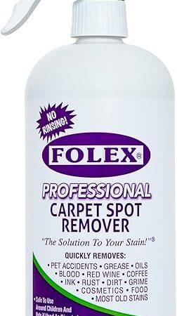 FOLEX Professional Carpet Cleaner Spray, Spot Cleaner for Carpet and Upholstery, Pet Spot Remover, 34OZ
