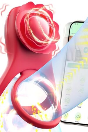 Vibrating Cock Ring Penis Ring, Male Female Sex Toys for Couples Rose Testicles Clitoral Vibrator Penis Sleeve with App Control, 10 Vibrations Women Men Adult Sex Toy for Men Erection & Enlarge Sex