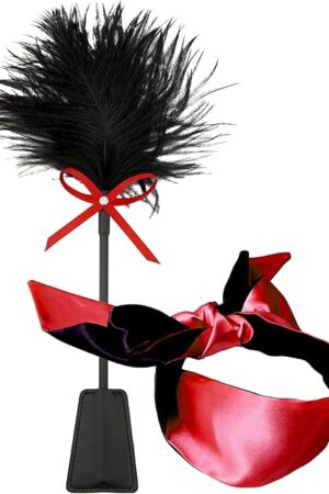 Feather Tickler Blindfold Silk Mask Set Tickle Feathers Sleep Mask