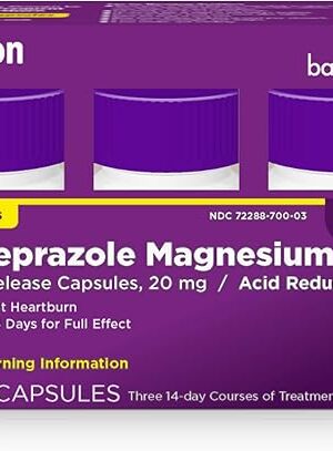 Amazon Basic Care Esomeprazole Magnesium Delayed-Release Mini Capsules, 20 mg, Acid Reducer, 24 Hour Heartburn Medicine, 42 Count