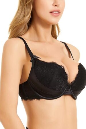 Women's Plus Size Lace Molded Satin Full Coverage Underwire Bra