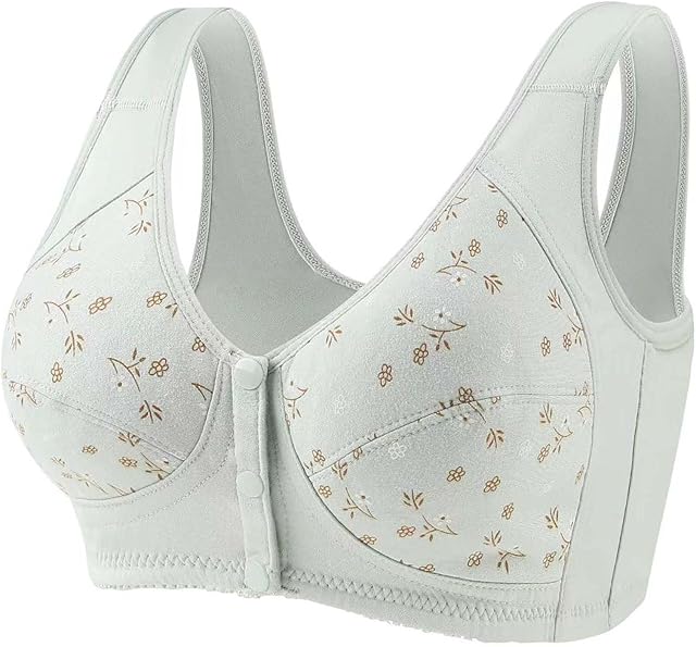 Daisy Bra for Seniors, No Underwire Front Closure Comfort Bras, Wireless Snap Closing Bra for Older Women