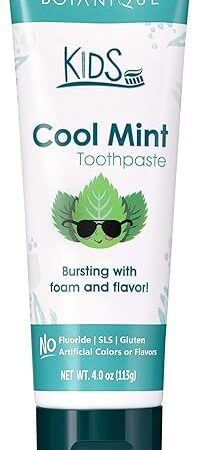 Himalaya Botanique Kids Toothpaste, Cool Mint, Fluoride-Free, Gentle, No Artificial Colors, SLS Free, Gluten Free, Cruelty Free, Vegan, Foaming, 4 Oz, 1 Pack?