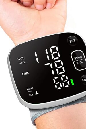 Blood Pressure Monitor Rechargeable Blood Pressure Monitors for Home Use Adjustable Automatic Wrist Cuff Voice Broadcast 2 * 120 Reading Memory for 2 Users with Carrying Case