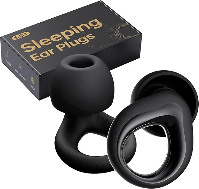 Ear Plugs for Sleeping Noise Cancelling, Reusable Silicone Earplugs for Sleeping, Noise Reduction, Deep Focus, Travel, High Fidelity Hearing Protection, 30dB Noise Reduction?Black?