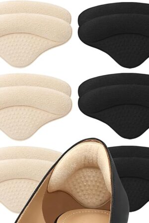 6 Pairs Heel Pads Heel Grips Liner for Loose Shoes, Heel Cushion Pads Heel Inserts for Shoe Too Big Men Women- Ultra Soothing Heel Protectors for Heel Pain, Heel Slipping, Blisters, Friction