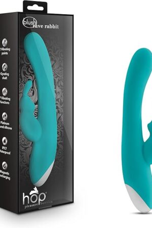 Blush Novelties Hop Rave Rabbit Plus Vibrator - Personal Body Massager for Women - Pleasure Dildo for G-Spot & Clitoral Stimulation - Vibrating Gyrating Shaft - Female Sexual Wellness - Adult Sex Toy