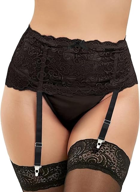 Women Garter Belt Sexy Garter Belts for Thigh High Stockings Lace Suspender Belt with 4 Vintage Strap XS-4XL