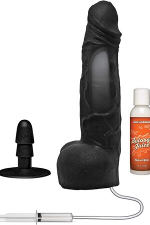 Doc Johnson Merci - Squirting 10" ULTRASKYN Dildo - with Removable Vac-U-Lock Suction Cup - for Adults Only, Black