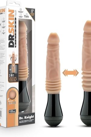 Blush Novelties Dr Skin Silicone Dr Knight - Large 105 Inch Vibrating, Gyrating and Thrusting Dildo with 3 Speeds - SmartThrust Technology for Peak Pleasure - Puria Cured Silicone Realistic Penis