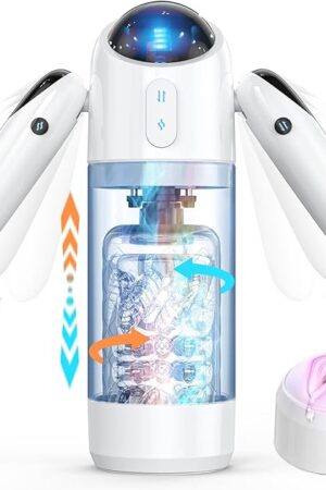Automatic Male Masturbator Sex Toys for Men, Sex Toys with 4 Thrusting & 7 Rotation Modes, Pocket Pussy Male Stroker with 7 Color Ambient Lighting, Sex Toy Sex Machine