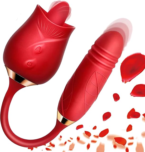 2024 Rose Viboator Stimulator Licking Sucking 10 Speed Adult Tools for Women Quiet Birthday Gift Fast Charge Waterproof Waterproof, Dual Motor-ZN1905
