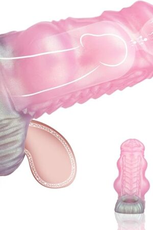 Wolf Dog Penis Extender Erotic Toys, Liquid Silicone Penis Sleeve with Anti-Slip Ring Penis Enlarger, Double Section Fetish Animal Penis Erotic Products, Men's Penis Enlargement Extender