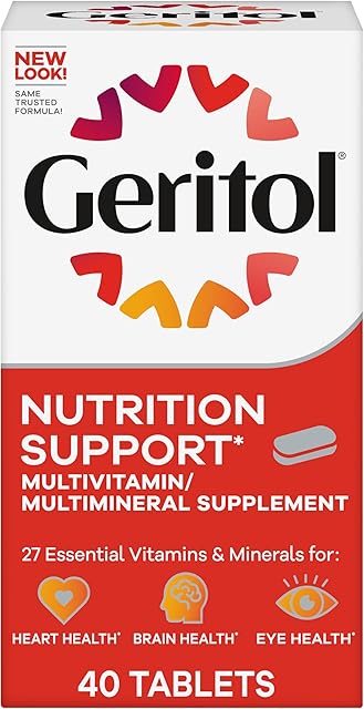 Geritol, Multivitamin Supplement, Contains B-Vitamins, Antioxidants, Vitamins C, E & D and Iron, 27 Essential Vitamins and Minerals, Gluten-Free, Non-GMO, No Artificial Sweeteners, 40 Tablets