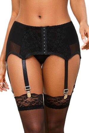 Garter Belt for Women Lace Plus Size Garter Belts for Thigh Highs with 6 Metal ClipSexy Garter Belts Lingerie for Women