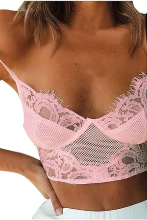 Women Plus Size Vest Crop Wireless Bra Lingerie Sexy V-Neck Underwear Camisole Lingerie Set Sexy