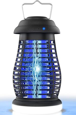 Bug Zapper Outdoor & Indoor Cordless Mosquito Zappers with Rechargeable 4800mAh Battery & Camping Light Electric Fly Trap for Patio, Kitchen, Backyard and Garden Portable Gnat Killer
