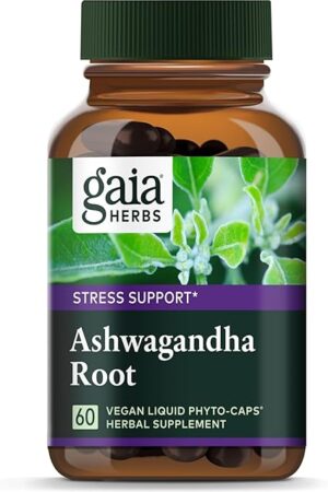 Gaia Herbs Ashwagandha Root - Made with Organic Ashwagandha Root to Help Support a Healthy Response to Stress, the Immune System, and Restful Sleep - 60 Vegan Liquid Phyto-Capsules (30-Day Supply)