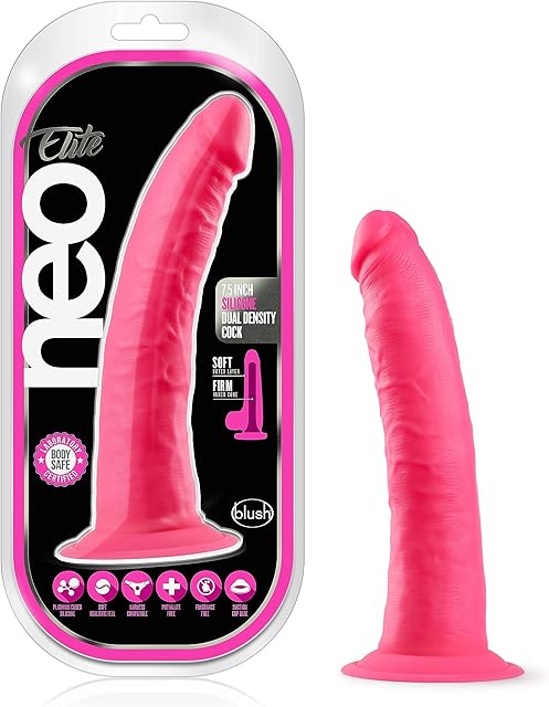 Blush Neo Elite 75" Silicone Dildo, Ultrasilk Smooth SensaFeel Realistic Cock - Suction Cup, Strap-On Compatible - Beginners Anal & Vaginal Pleasure Adult Sex Toy for Women, Men & Couples - (Pink)