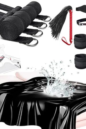 BDSM Bed Restraints Sex Toys, Bondage Sex Bed Sheets Restraints Waterproof, Mess-Proof Play Sheet with Bed Straps Ball Gag BDSM Whip, Sex Thing for Couples Kinkly Bedroom