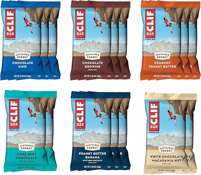 CLIF BAR - Variety Pack - 6 Flavors - Made with Organic Oats - Energy Bars - Non-GMO - Plant Based Protein Bars (16 Pack)