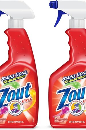 Zout Laundry Stain Remover Spray, Triple Enzyme Formula Removes the Toughest Stains, Made in the USA, 22 Ounce Bottles, 2-Pack