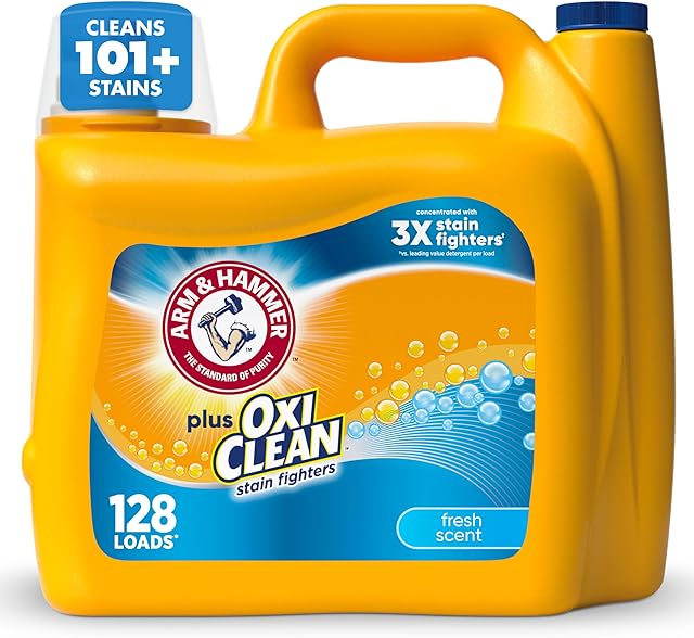 Arm & Hammer Plus OxiClean Fresh Scent, 128 Loads Liquid Laundry Detergent, 1665 Fl oz