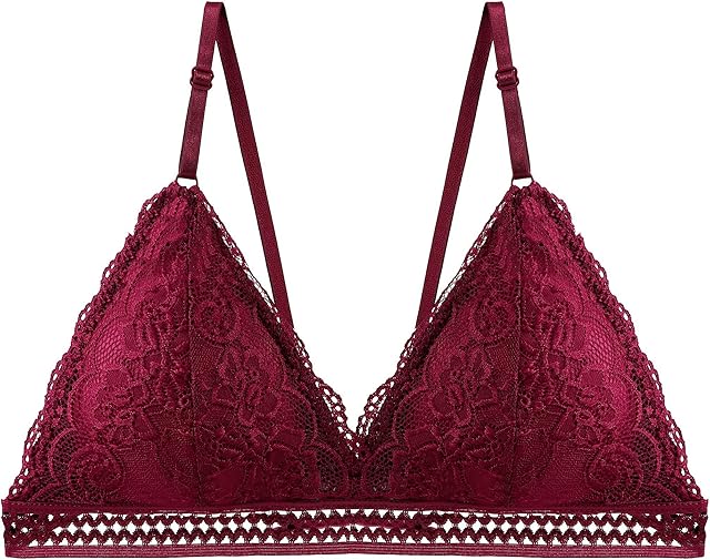 Women Lace Bralettes Plunge Padded Wireless Bra