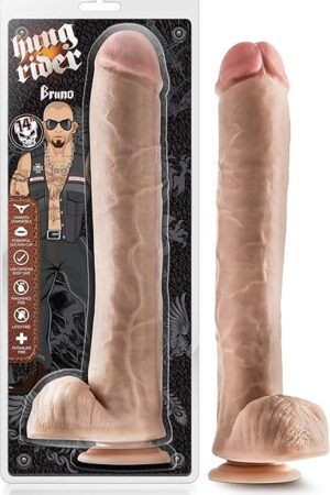 Blush Hung Rider Bruno 14" Realistic Dildo w/Balls - Huge 2.5 Thick PVC Cock w/Suction Cup, Strap-On Compatible - Flexible, Lifelike Penis for Anal & Vaginal Sex Toy for Women & Couples - (Beige)