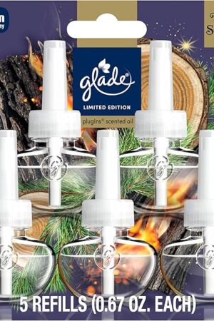 Glade PlugIns Refills Air Freshener, Embers & Sandalwood, Scented and Essential Oils for Home and Bathroom, 0.67 Fl Oz, 5 Count