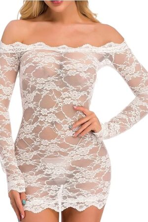 Women Lingerie Sexy Sleepwear Lace Chemise Nightgown See Through Teddy Babydoll Bodysuit Nightgown for Sex Naughty Play