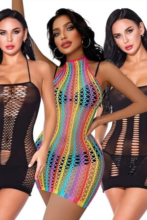 3pcs Women Lace Trim Dress Camisole Halter Babydoll Lingerie Nightgowns Chemise Nightwear Sleepwear