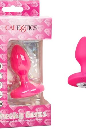 CalExotics Cheeky Gems Medium Rechargeable Vibrating Probe Anal Butt Plug Vibrator - Pink - SE-0443-10-3
