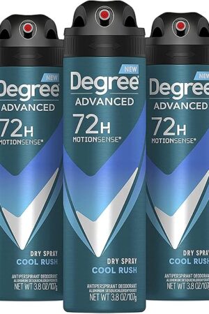 Degree Men Antiperspirant Deodorant Dry Spray Cool Rush 3 count Deodorant for Men With MotionSense Technology 38 oz