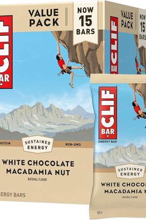 CLIF BAR - White Chocolate Macadamia Nut Flavor - Made with Organic Oats - Energy Bars - Non-GMO - Plant Based Protein Bars (15 Pack)