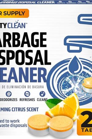 Garbage Disposal Cleaner And Deodorizer Tablets 24 Pack - 1 Year Supply Kitchen Sink Cleaner And Deodorizer, Septic Safe Foaming clean, Lemon Scent, Removes Odor-Causing Residues