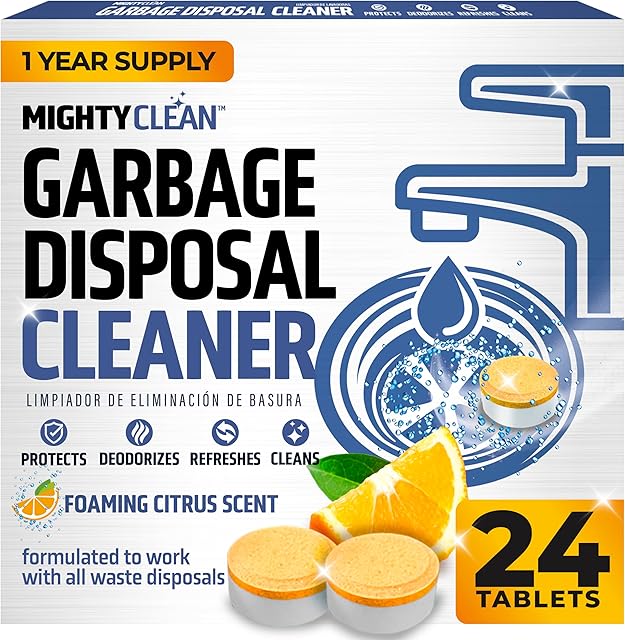 Garbage Disposal Cleaner And Deodorizer Tablets 24 Pack - 1 Year Supply Kitchen Sink Cleaner And Deodorizer, Septic Safe Foaming clean, Lemon Scent, Removes Odor-Causing Residues