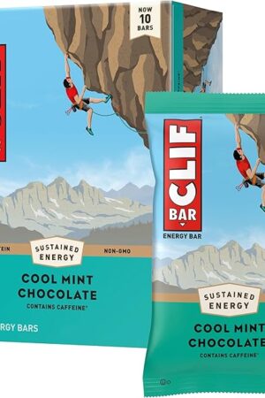 CLIF BAR - Cool Mint Chocolate with Caffeine - Made with Organic Oats - Energy Bars - Non-GMO - Plant Based Protein Bars (10 Pack)