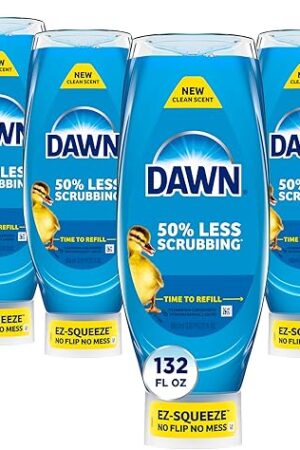 Dawn Ultra EZ-Squeeze Dish Soap Liquid, Dishwashing Liquid, Grease Removal, Upside Down Bottle, Original, 6x22 Fl Oz Bundle