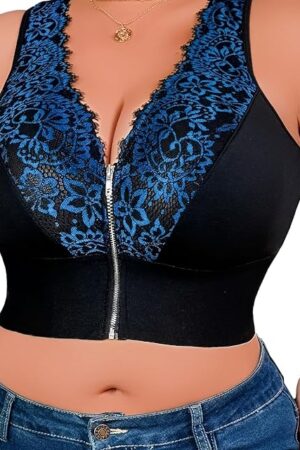 Women's Plus Size Sexy Deep V Lace Floral Bras Comfort Soft Wireless Bra Push Up Supportive T Shirt No Underwire