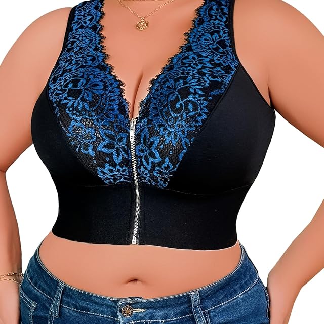 Women's Plus Size Sexy Deep V Lace Floral Bras Comfort Soft Wireless Bra Push Up Supportive T Shirt No Underwire