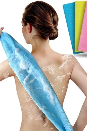 ARCH&M Exfoliating Washcloth Body Scrubber Back Scrubber for Shower Japanese Beauty Washcloth Bath Wash Cloth Korean Exfoliation Luffah Towel Net Sponge Loofah Body Scrub 3 Pack