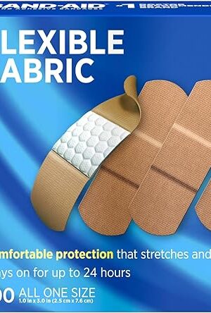 Band-Aid Brand Sterile Flexible Fabric Adhesive Bandages, Comfortable Flexible Protection & Wound Care for Minor Cuts & Scrapes, Pad Designed to Cushion Painful Wounds, One Size, 100 ct