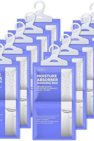 CLEVAST Moisture Absorbers Packets 10 Pack, Dehumidifier Bags for Closet, Unscented Hanging Humidity Absorber in Wardrobes, Bedrooms, Bathrooms(Net Wt 230g/Pack)
