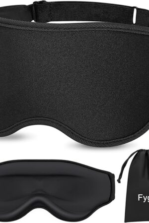 3D Cooling Eye Mask Sleep Mask for Men & Women, 100% Pressure-Free & Light Block-Out Eye Mask for Sleep with Easy Adjustable Strap, Night Eye Cover for Travel, Black