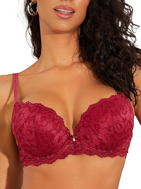Women Lace Push Up Bras Add Two Cups Size Thick Padded Plunge Cleavage Underwire Bra