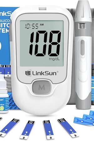 G-425-1 Blood Glucose Monitor Kit, 100 Test Strips &100 Lancets, 1 Control Solution, 1 Blood Sugar Monitor, 1 Lancing Device, Diabetes Testing Kit, No Coding, Large Display, Glucometer for Home Use
