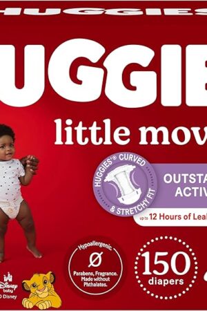 Huggies Size 4 Diapers, Little Movers Baby Diapers, Size 4 (22-37 lbs), 150 Count (6 Packs of 25), Packaging May Vary