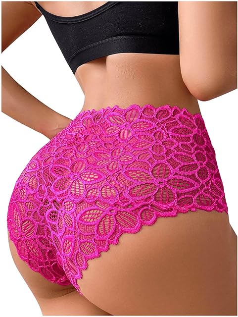 Women's Floral Embroidered Semi Sheer Briefs High Waist Semi Sheer Sexy Underwear